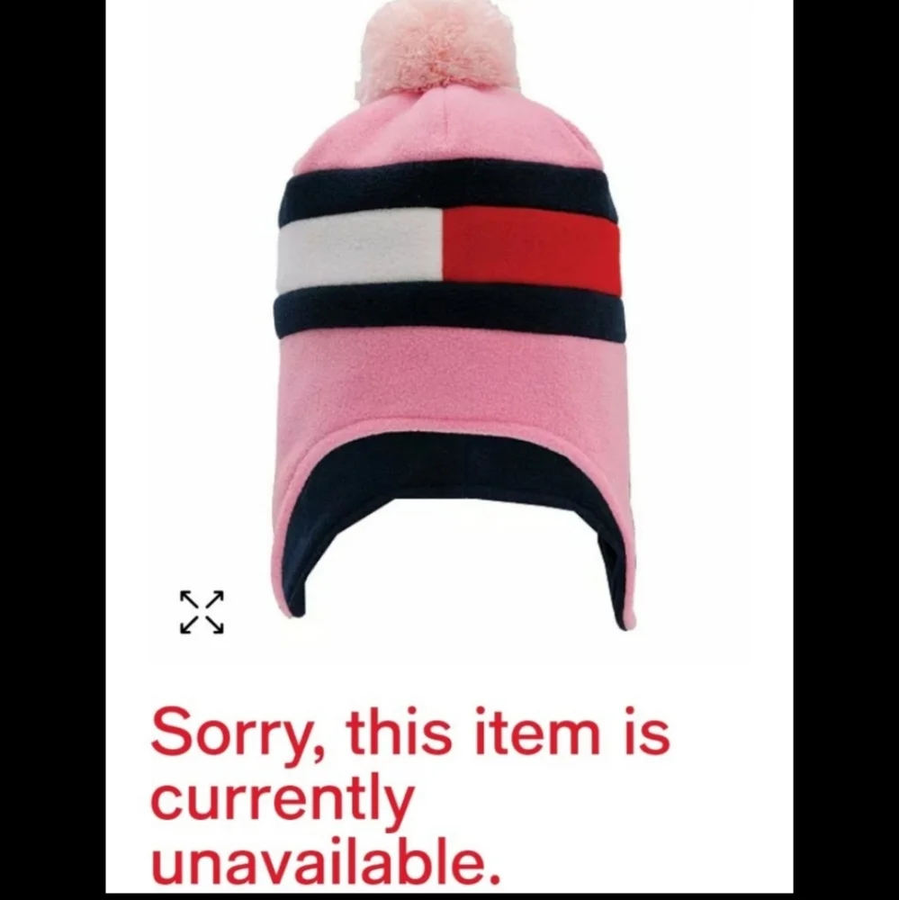 TOMMY HILFIGER Girls Fleece Flag Earflap Hat in Rose Shadow Girls 8-16 BNWT $60